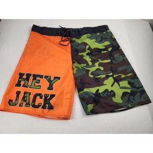Duck Dynasty Board Shorts Trunks Size 38Hey Jack Camo 1 Pocket Lace Tie Waist